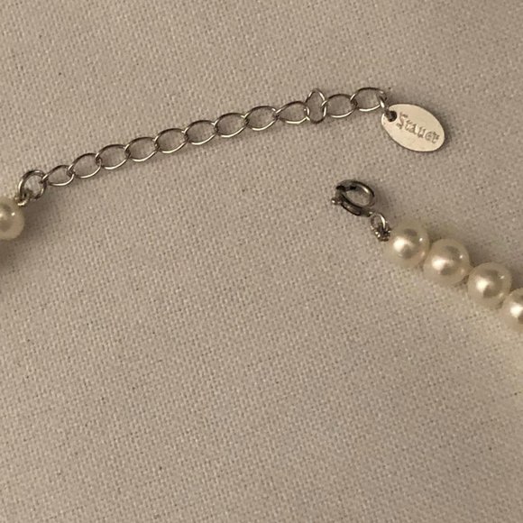 3pc Vintage White/Clear Beaded Gold Tone Earrings, Bracelet & Stauer White Neckl - Picture 7 of 8